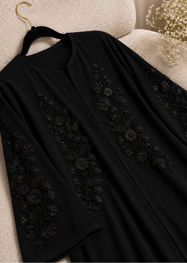 Al-IQRA HANDWORK ABAYA | BLACK