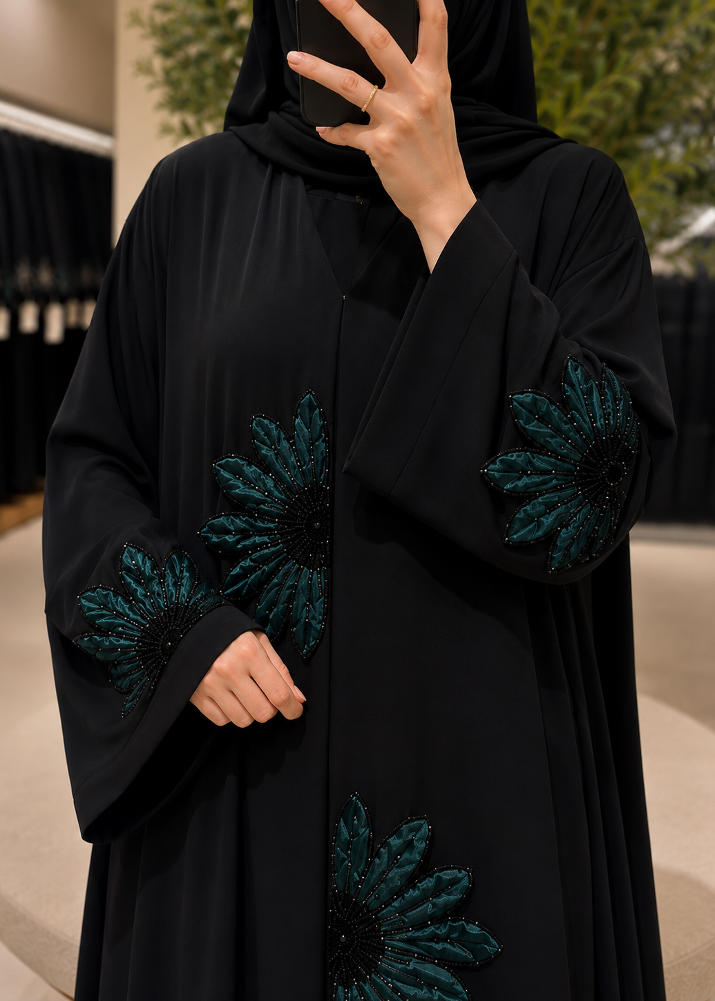 RAIBAH HANDWORK ABAYA | GREEN