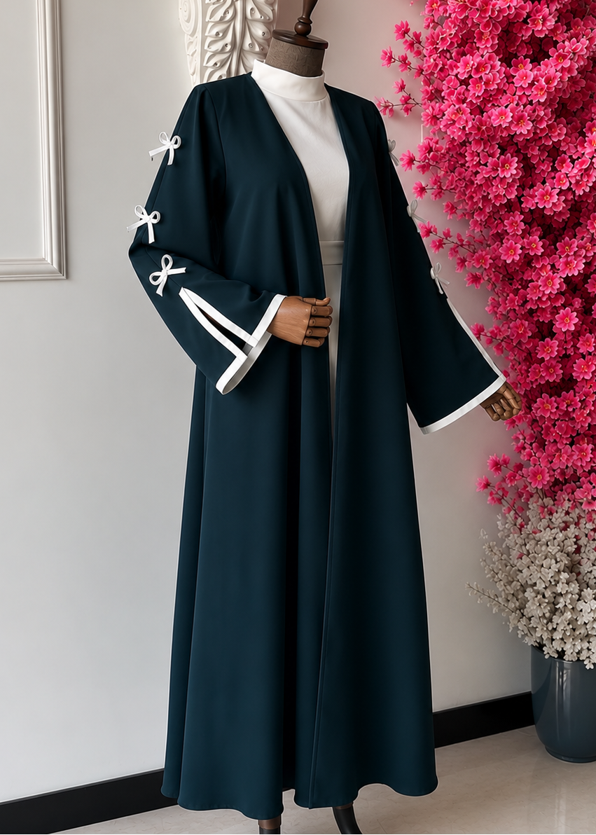 NAYLAH DOUBLE SHRUG BOW ABAYA | TEAL
