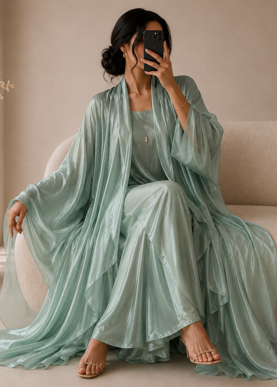 EZZAH DS ABAYA | SEA GREEN