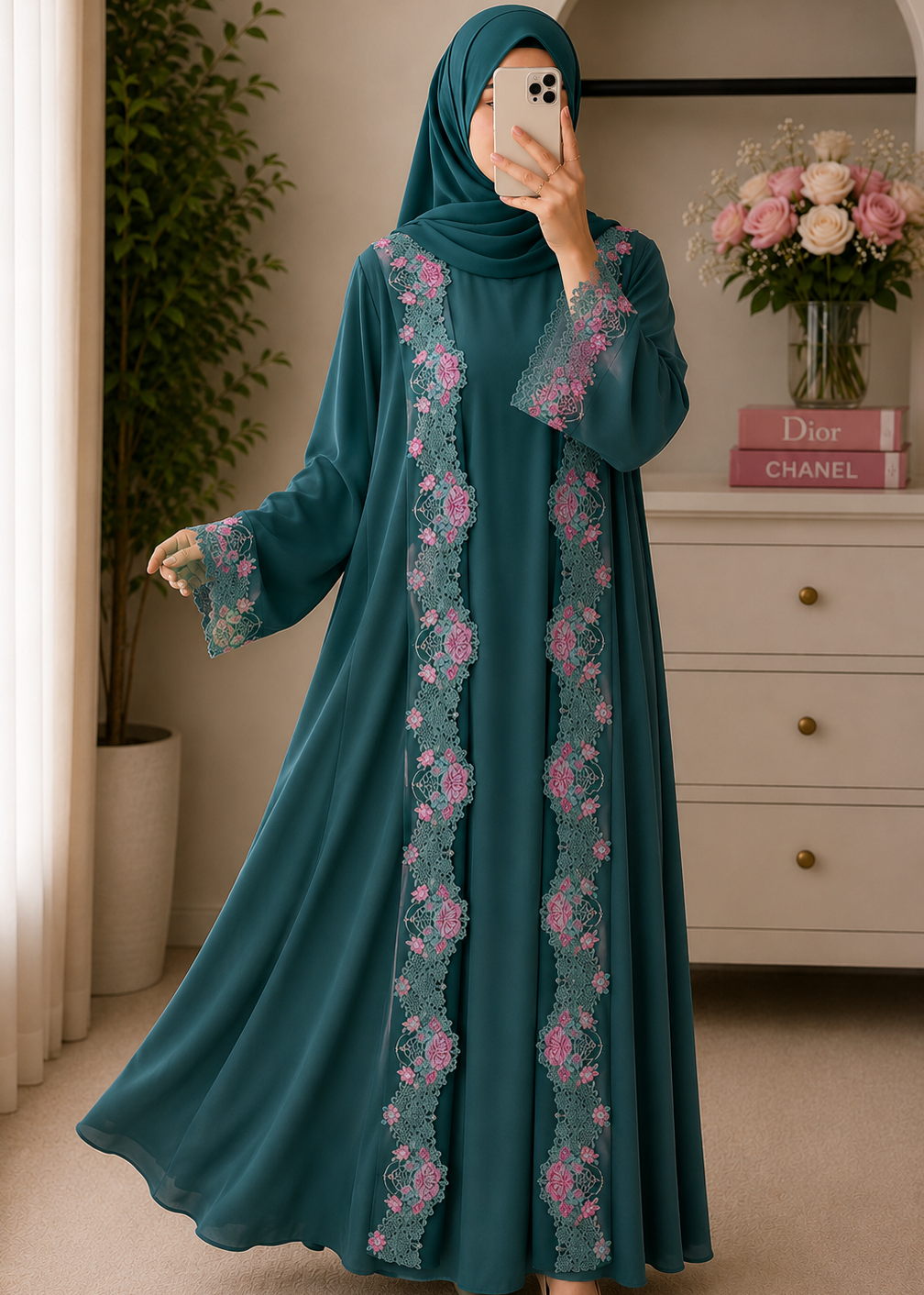 URWA DOUBLE SHRUG ABAYA | GREEN