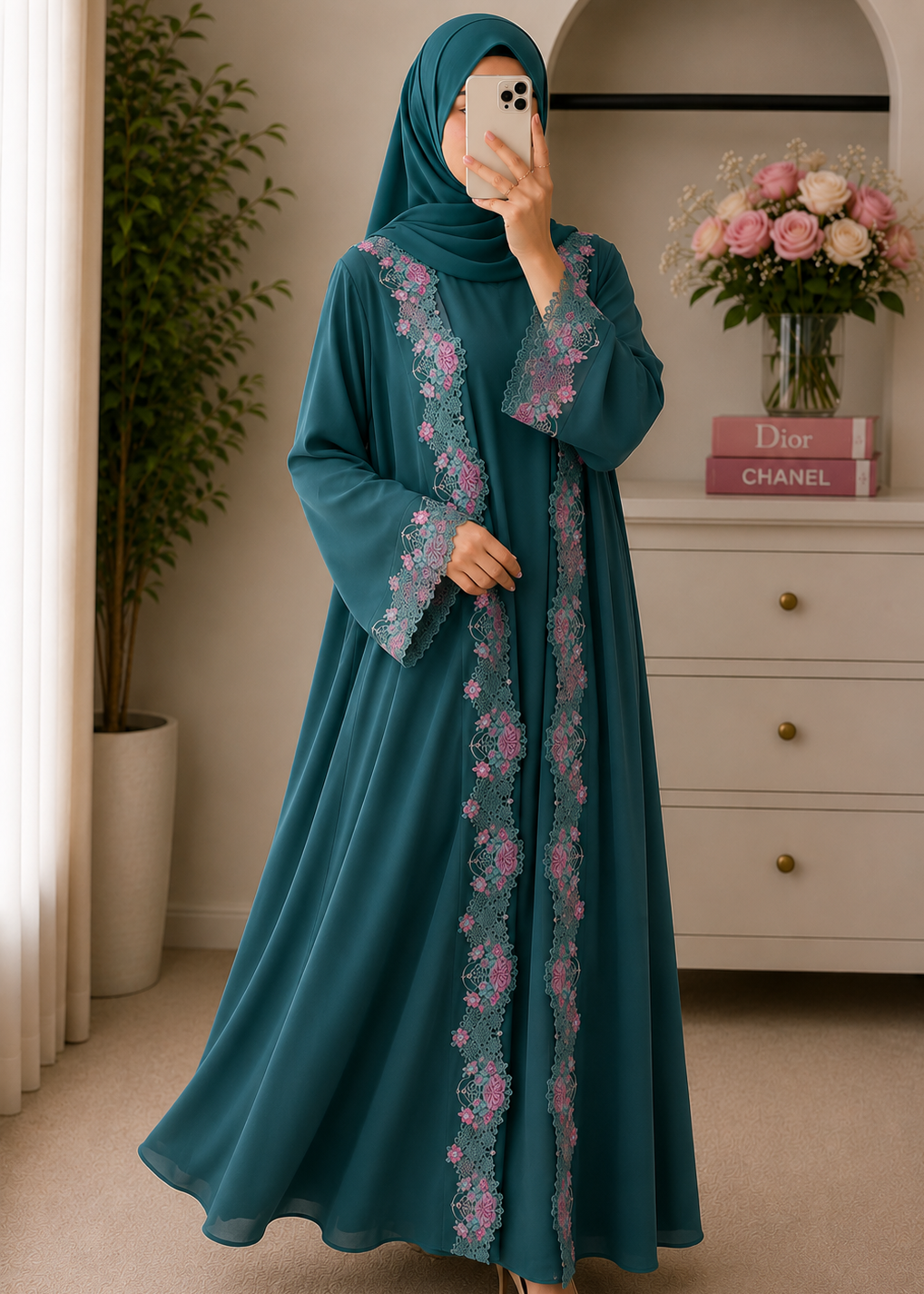 URWA DOUBLE SHRUG ABAYA | GREEN