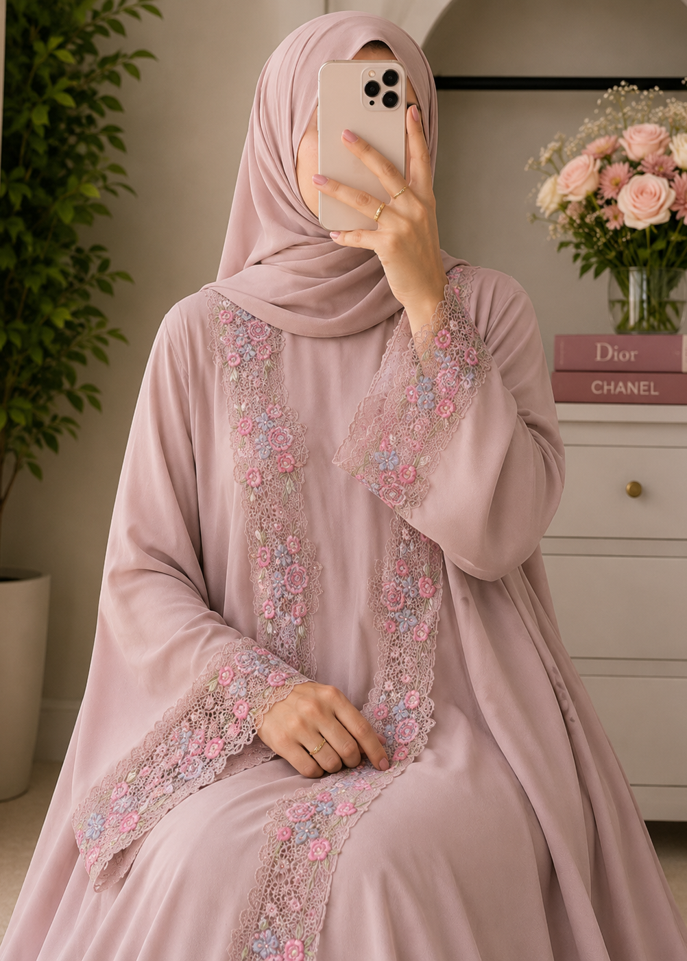URWA DOUBLE SHRUG ABAYA | NUDE