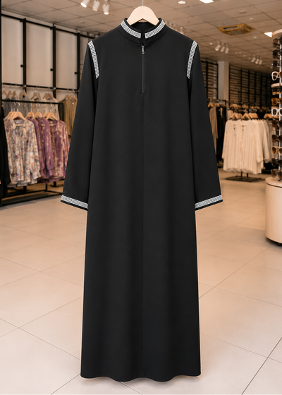 AROOBA LACE ABAYA | BLACK