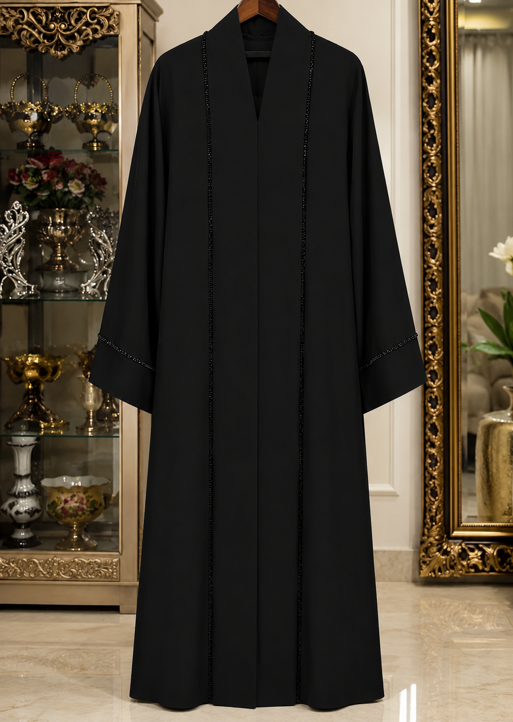 MAHNOOR HANDWORK ABAYA | BLACK
