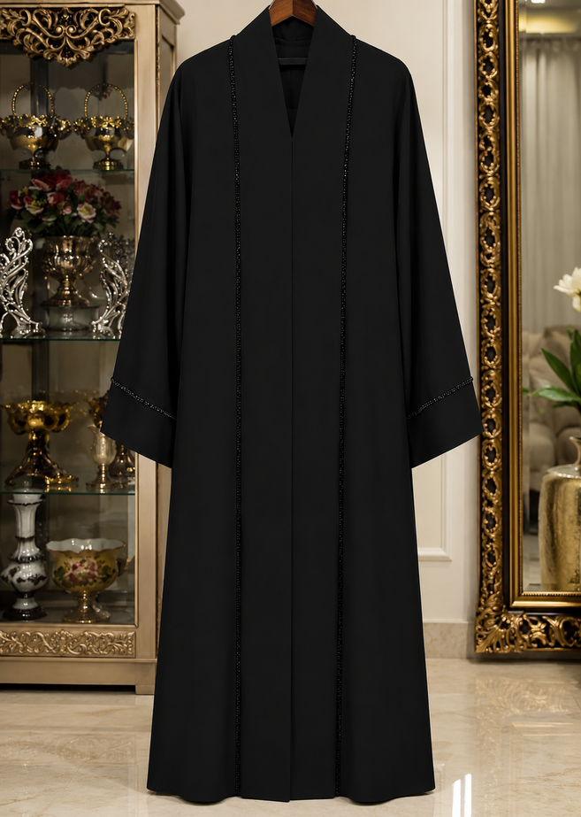 MAHNOOR HANDWORK ABAYA | BLACK