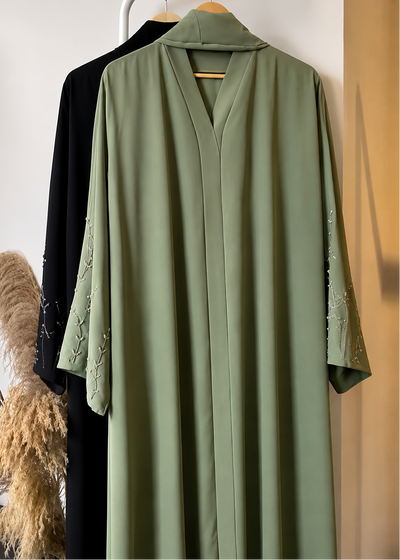 NOOH FRONT OPEN ABAYA | PISTA GREEN