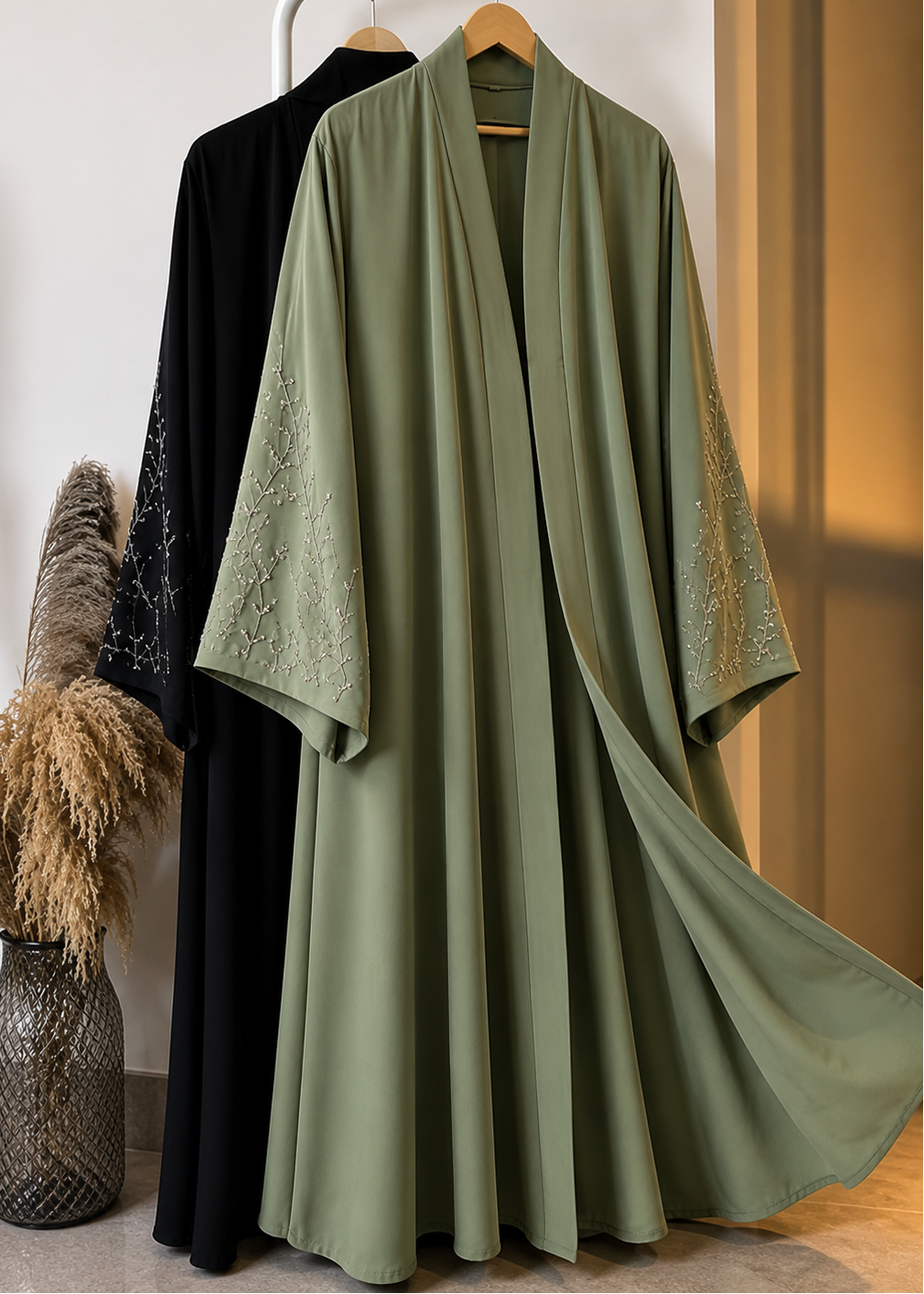 NOOH FRONT OPEN ABAYA | PISTA GREEN
