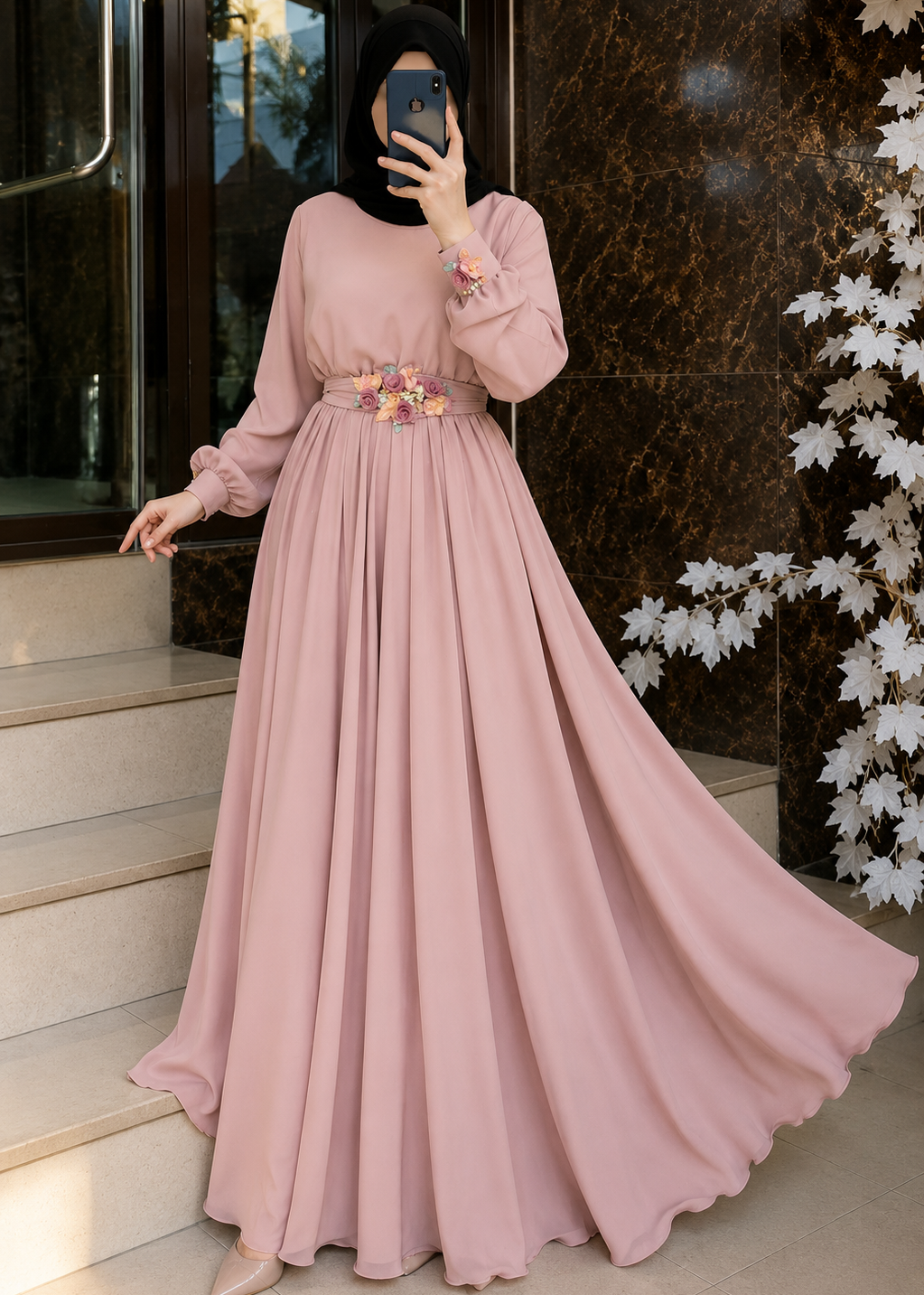 ALAYA CLASSIC BROACH ABAYA | PINK
