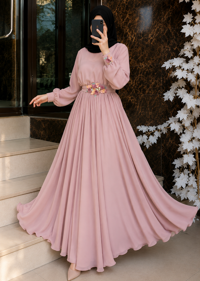 ALAYA CLASSIC BROACH ABAYA | PINK