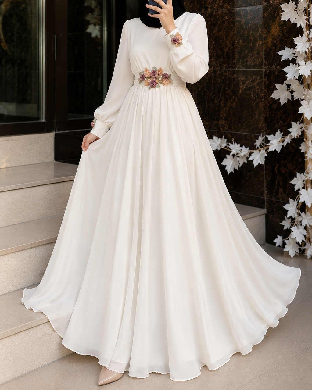 ALAYA CLASSIC BROACH ABAYA | WHITE