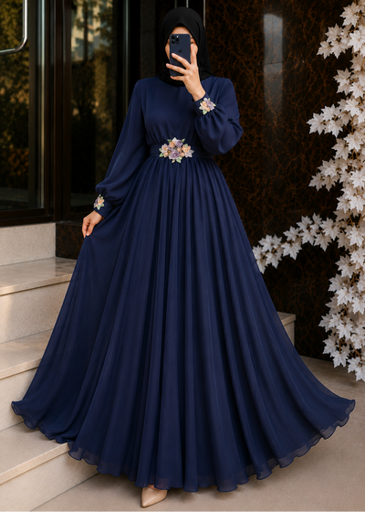 ALAYA CLASSIC BROACH ABAYA | TEAL BLUE