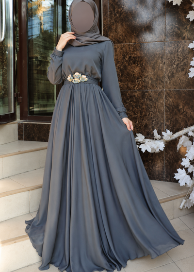 ALAYA CLASSIC BROACH ABAYA | GRAY