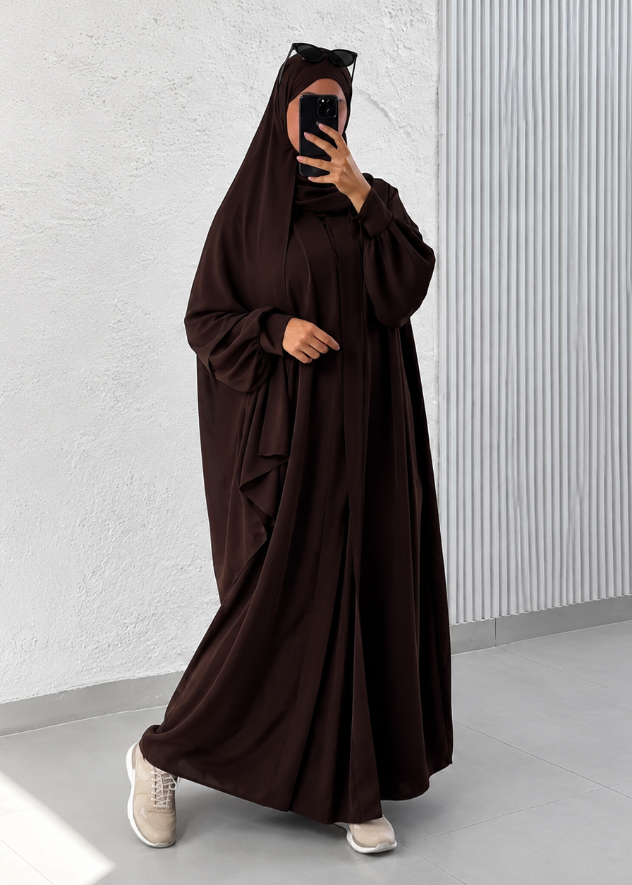 NOOR AL NIDA CUFF SLEEVE ABAYA | BROWN