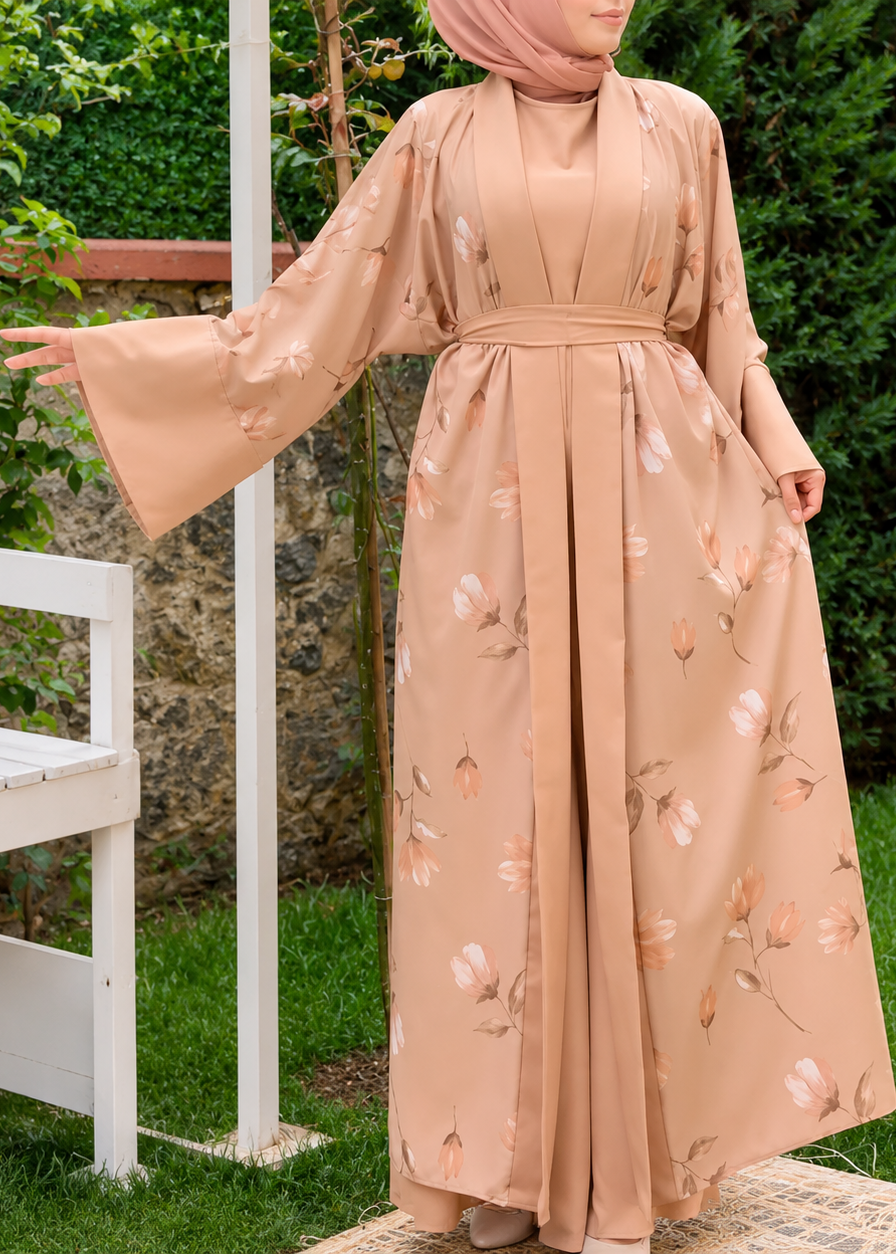 MARHABA DOUBLE SHRUG ABAYA | ROSE GOLD