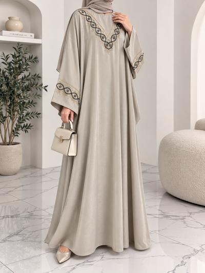 GULAFSHA HANDWORK ABAYA | NUDE