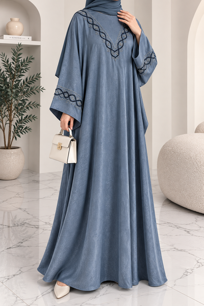 GULAFSHA HANDWORK ABAYA | GRAY