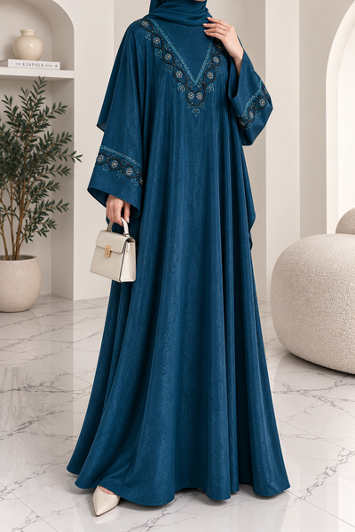 GULAFSHA HANDWORK ABAYA | TEAL