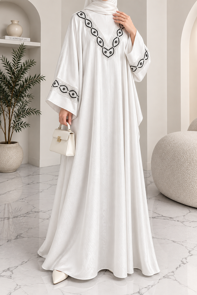 GULAFSHA HANDWORK ABAYA | WHITE
