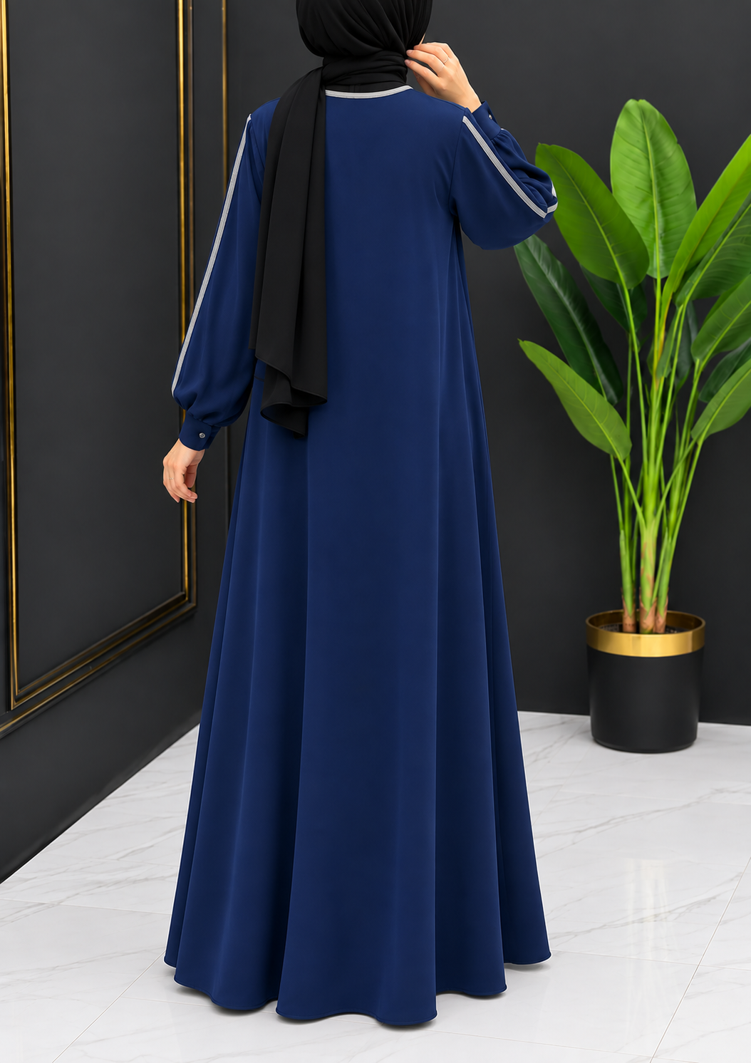 NIMA FRONT OPEN ABAYA  | BLUE