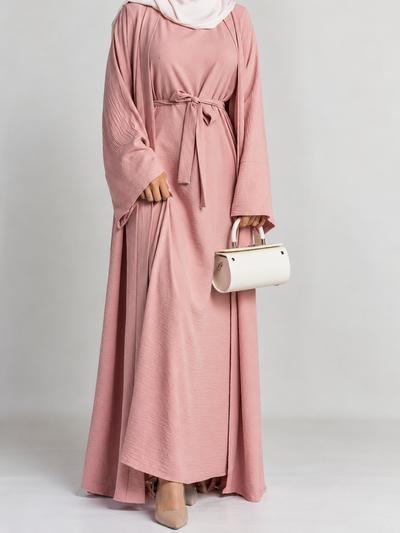 DUBAI CRUSH DOUBLE SHRUG ABAYA | FLAMINGO