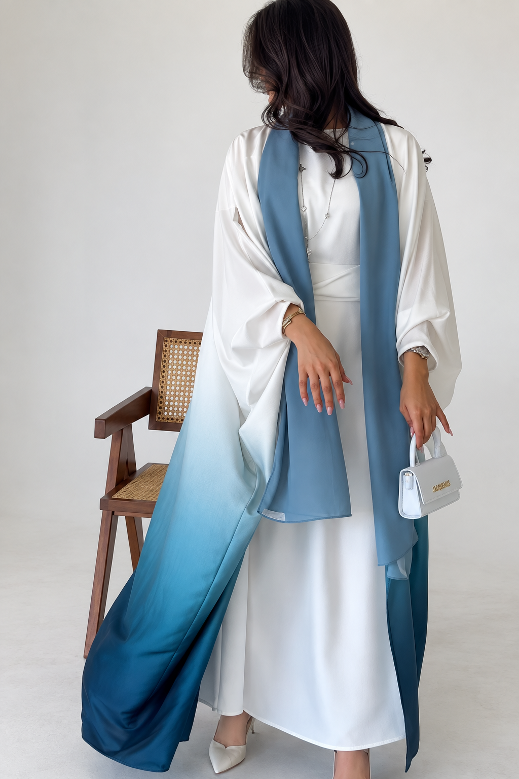 ASNIYA DOUBLE SHRUG KAFTAN ABAYA | NAVY BLUE
