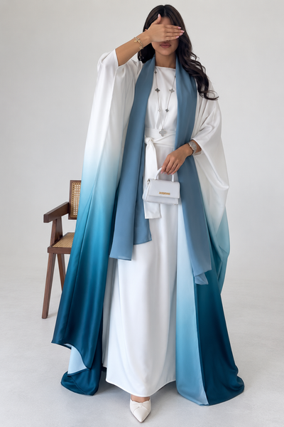 ASNIYA DOUBLE SHRUG KAFTAN ABAYA | NAVY BLUE