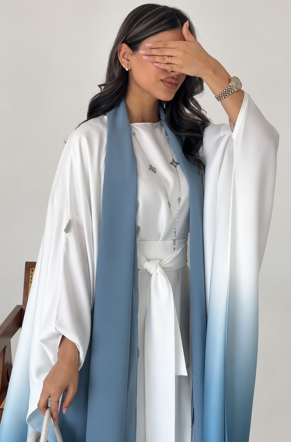 ASNIYA DOUBLE SHRUG KAFTAN ABAYA | NAVY BLUE