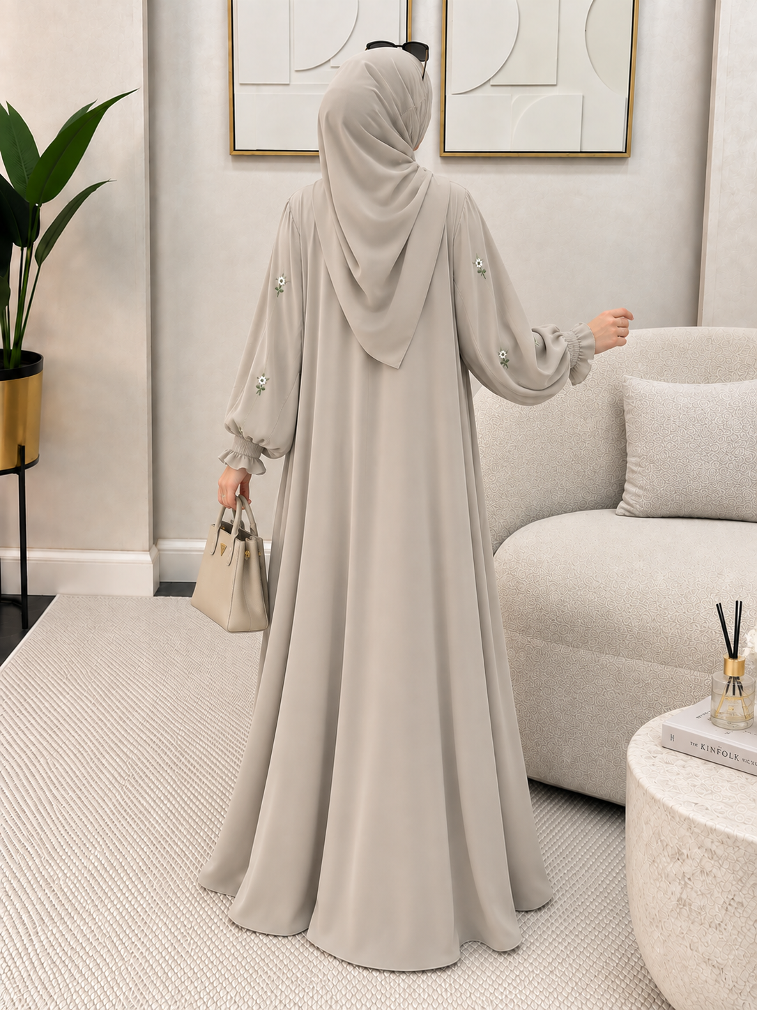 MIRA EMBROIDERY ABAYA | NUDE
