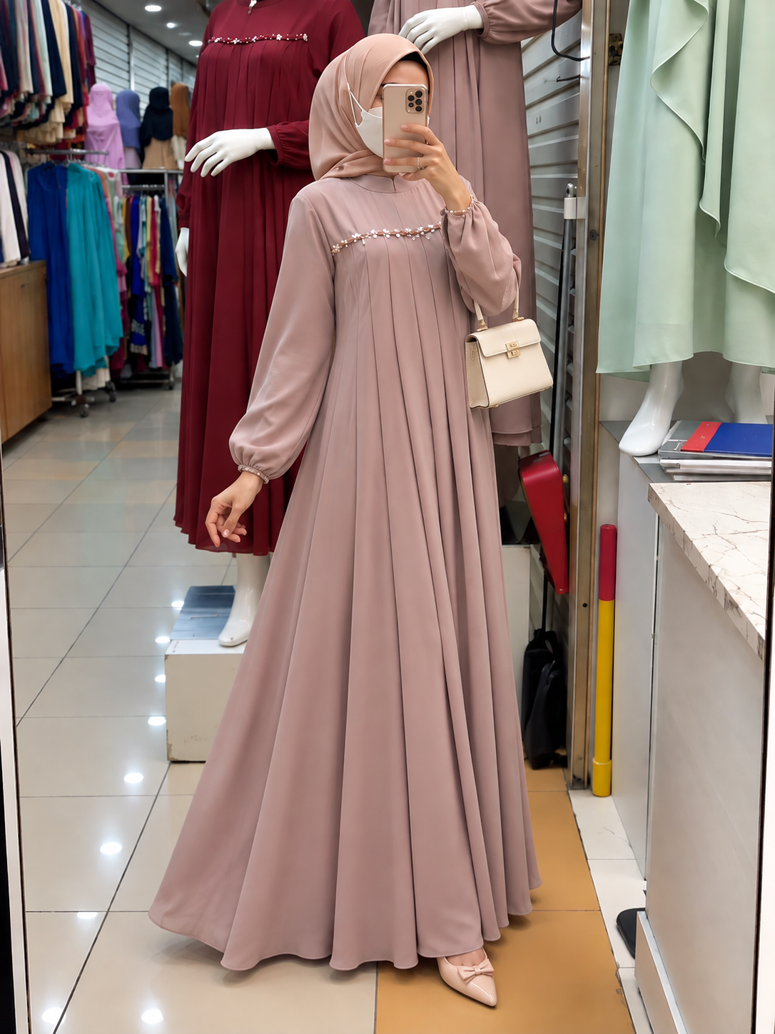 LAYLA PLATES ABAYA | PINK