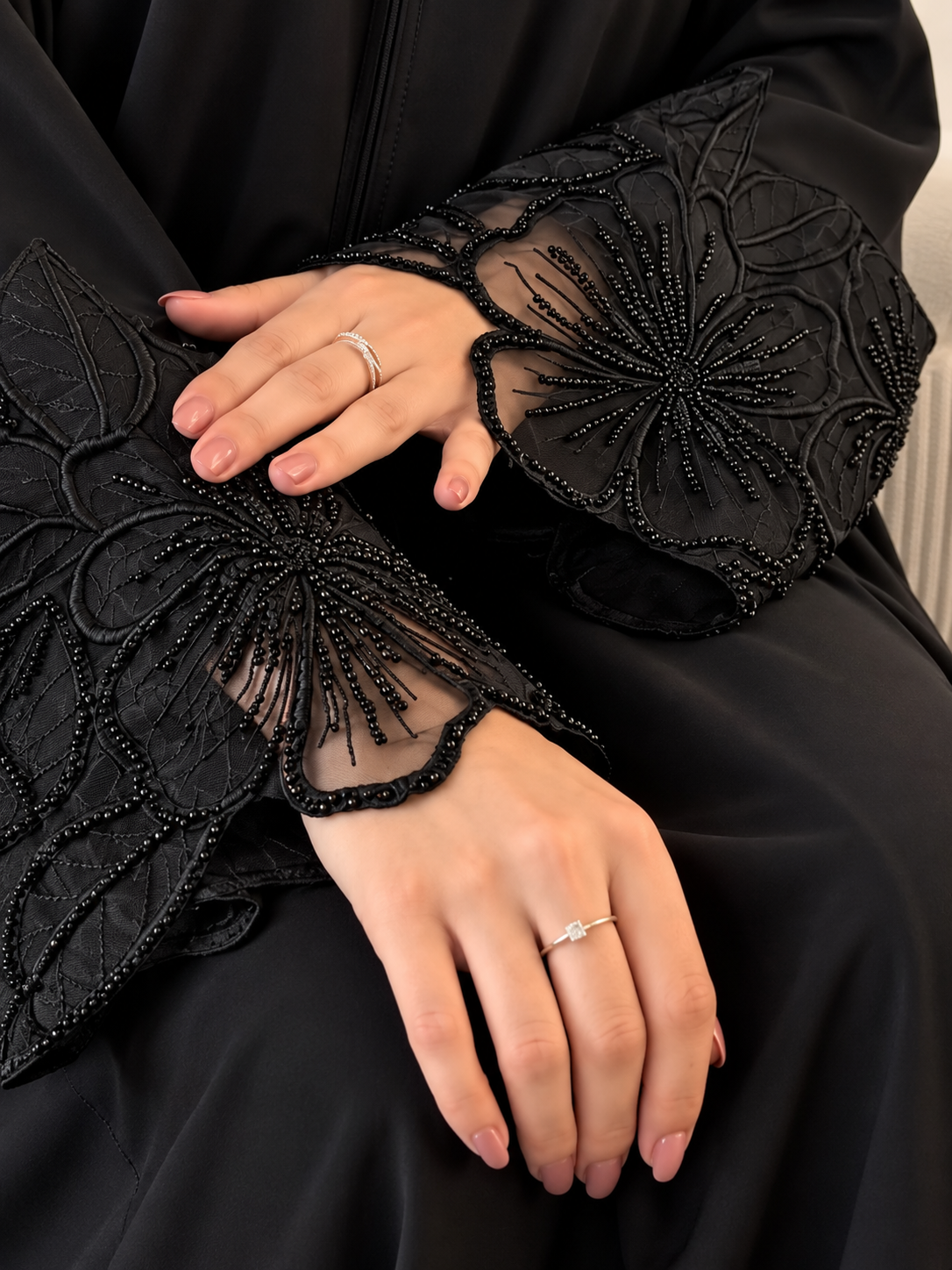TARA FRONT OPEN ABAYA | BLACK