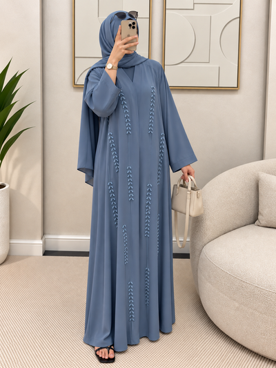 FABIHA FRONT OPEN ABAYA | GRAY