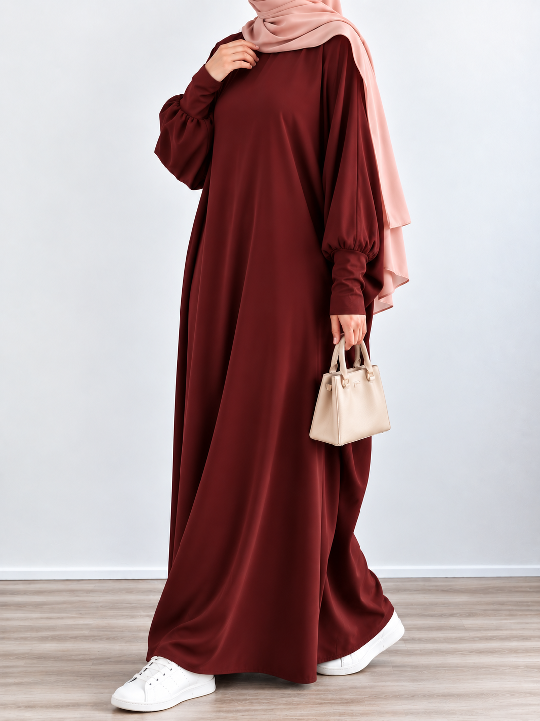 1071 FITTING SLEEVE ABAYA | MAROON