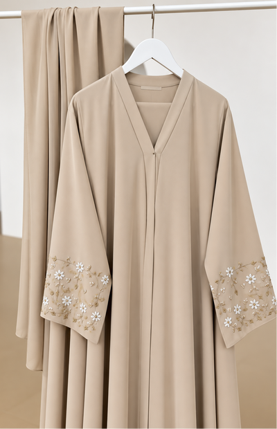 AL-KOUSAR HANDWORK ABAYA | LITE NUDE