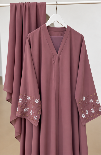 AL-KOUSAR HANDWORK ABAYA |  DUSTY PINK