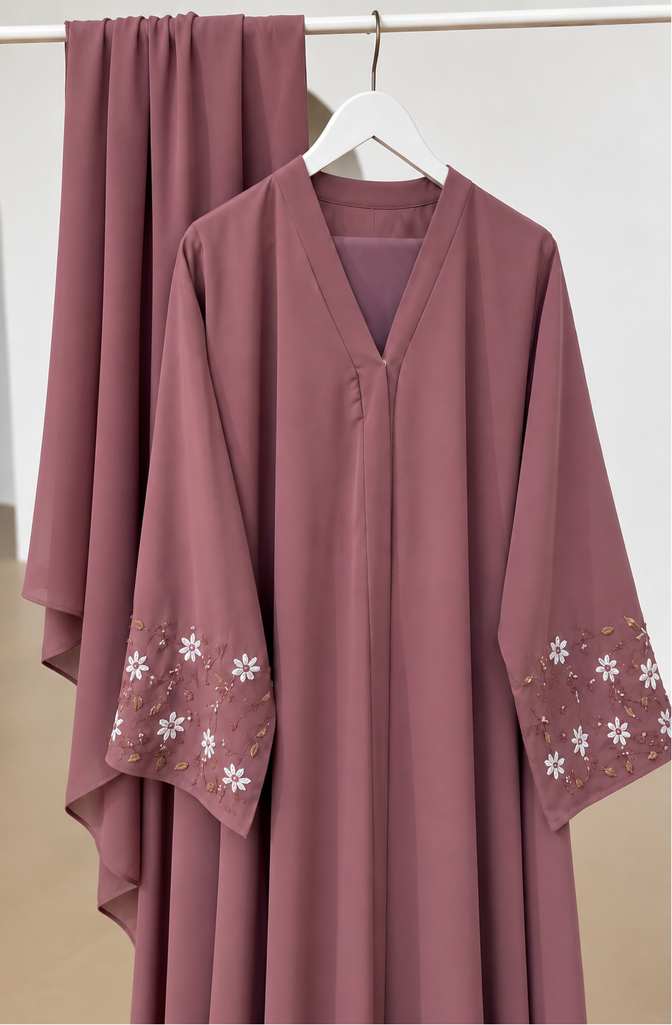 AL-KOUSAR HANDWORK ABAYA |  DUSTY PINK