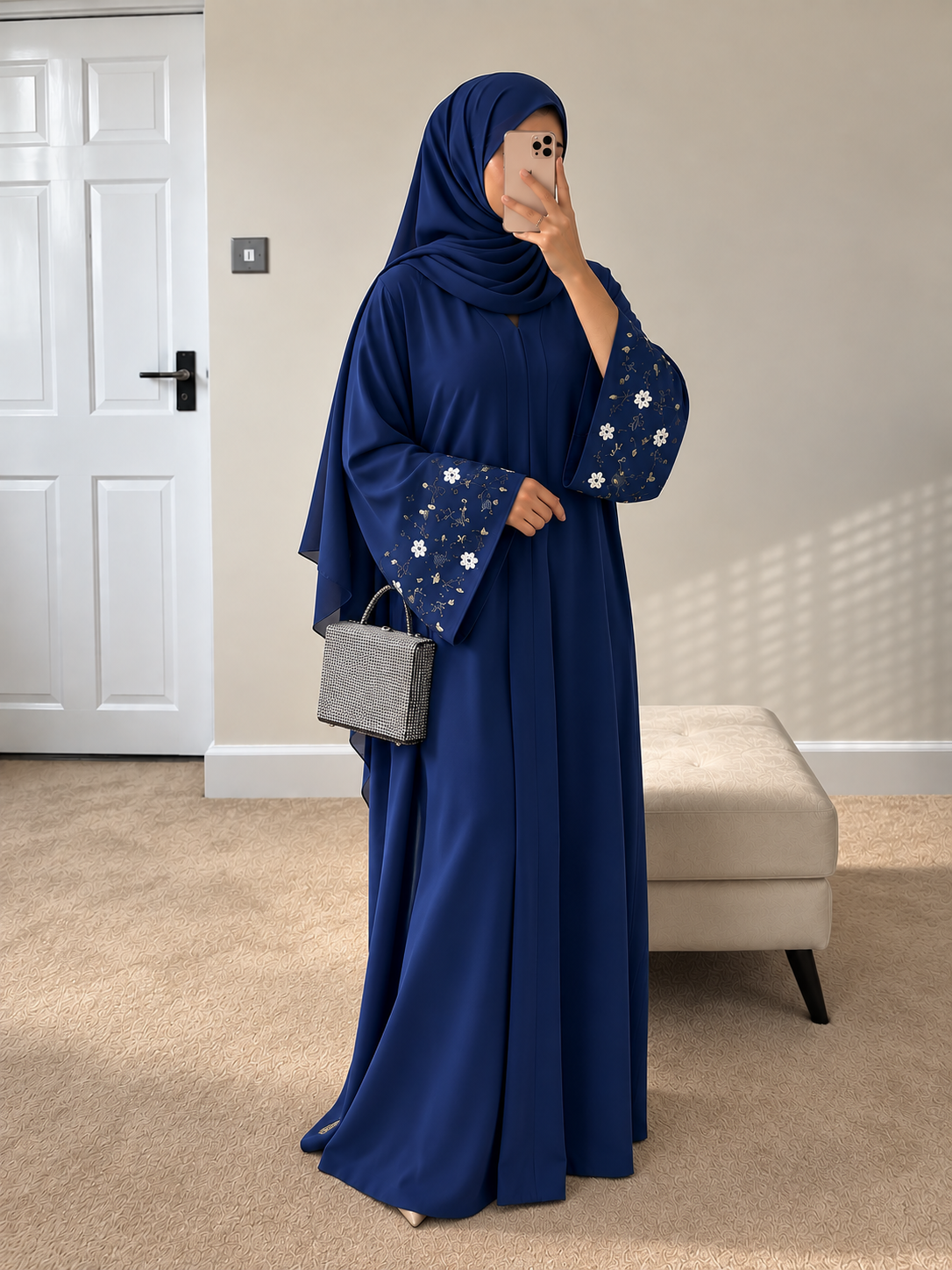 AL-KOUSAR HANDWORK ABAYA | NAVY BLUE