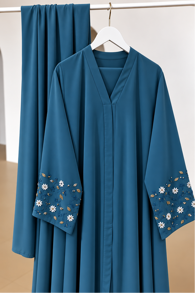 AL-KOUSAR HANDWORK ABAYA | SEA GREEN