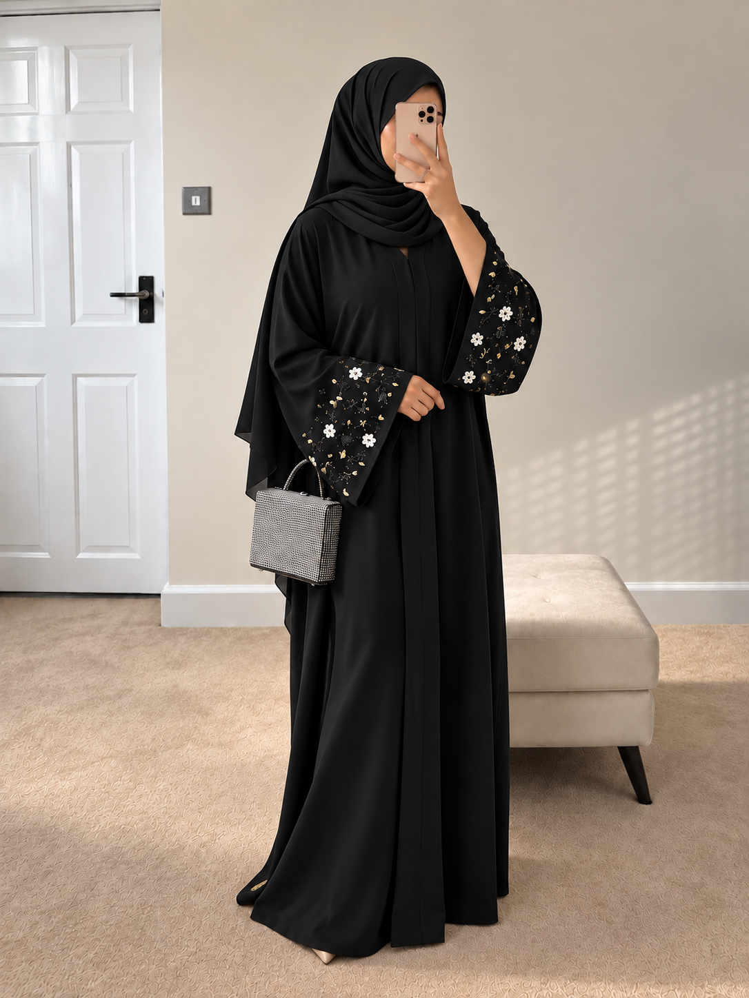AL-KOUSAR HANDWORK ABAYA |  BLACK