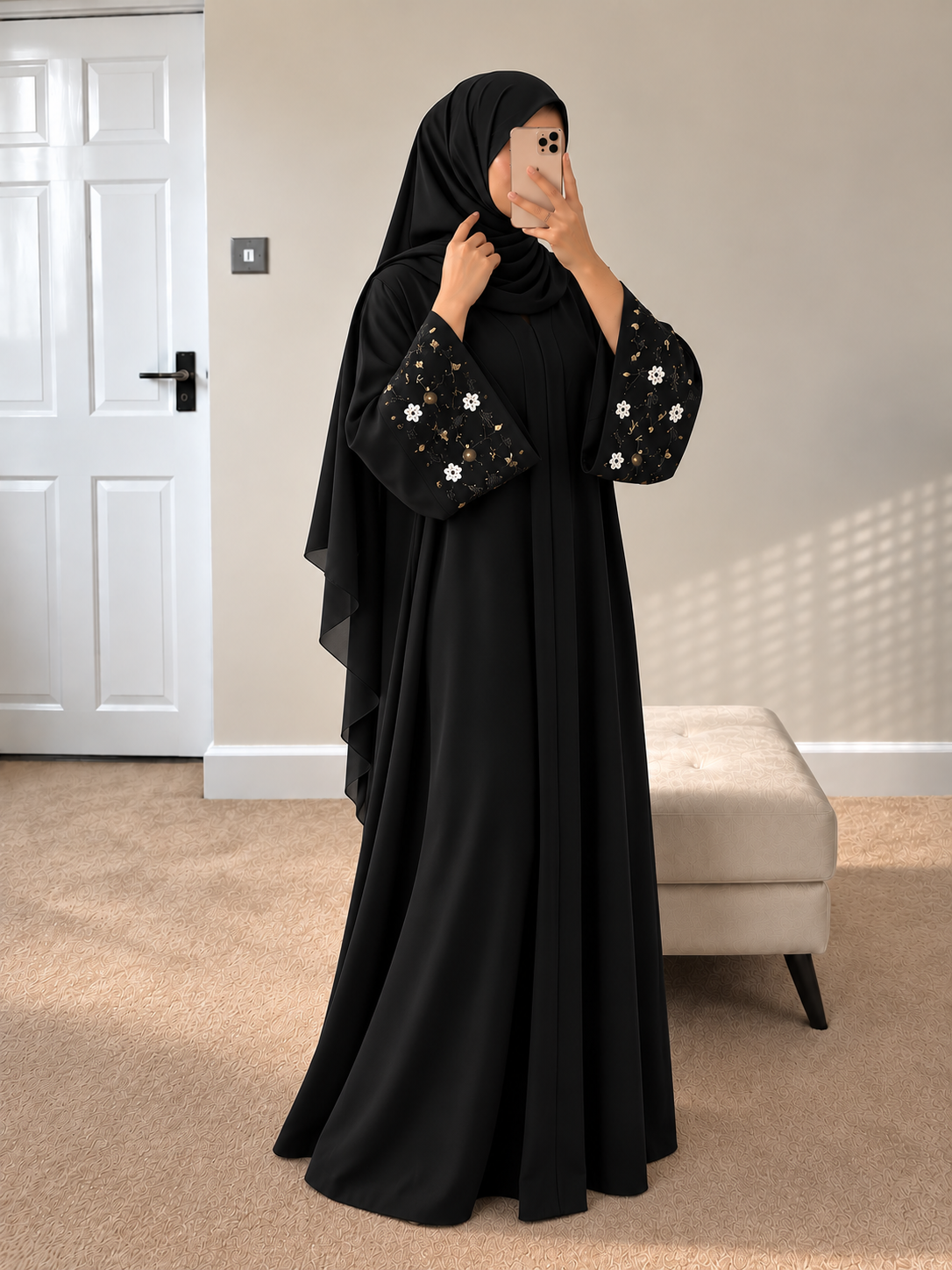 AL-KOUSAR HANDWORK ABAYA |  BLACK