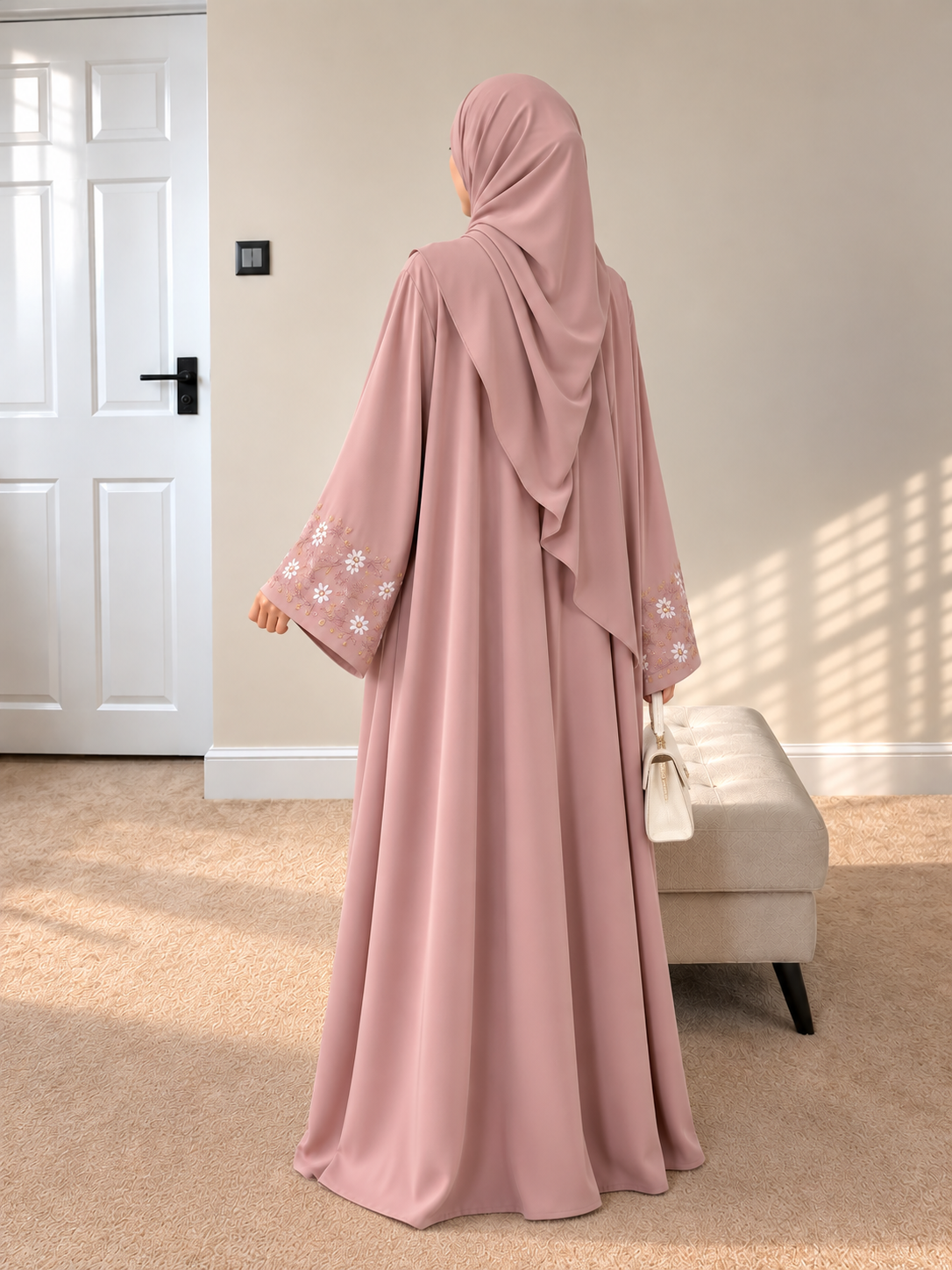 AL-KOUSAR HANDWORK ABAYA | PEACH
