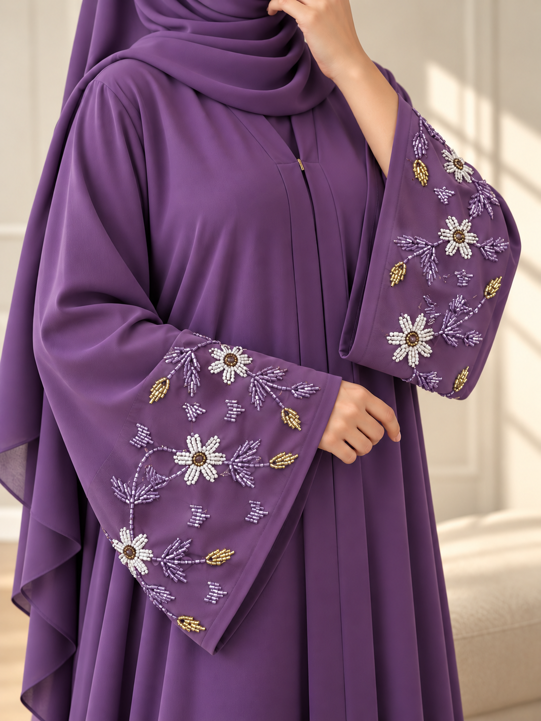 AL-KOUSAR HANDWORK ABAYA |  LAVENDER