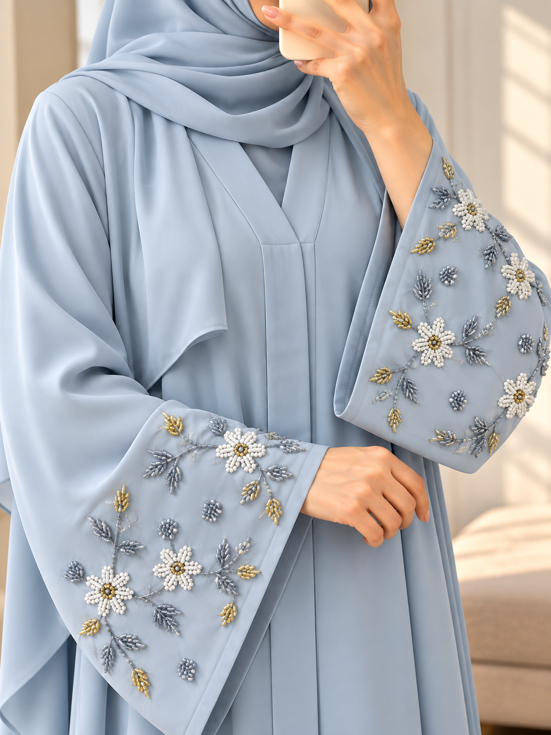 AL-KOUSAR HANDWORK ABAYA |  SAND GREY