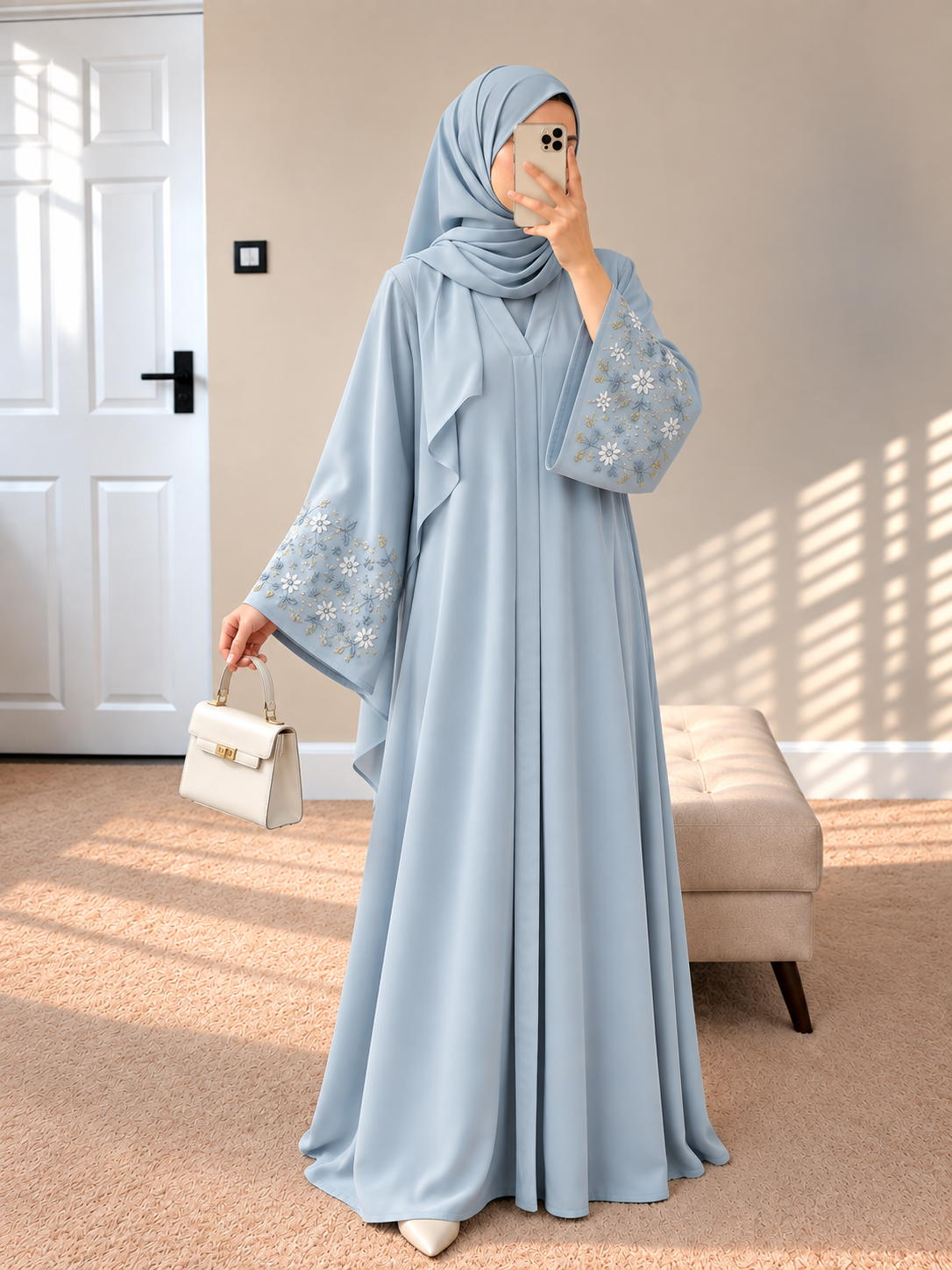 AL-KOUSAR HANDWORK ABAYA |  SAND GREY