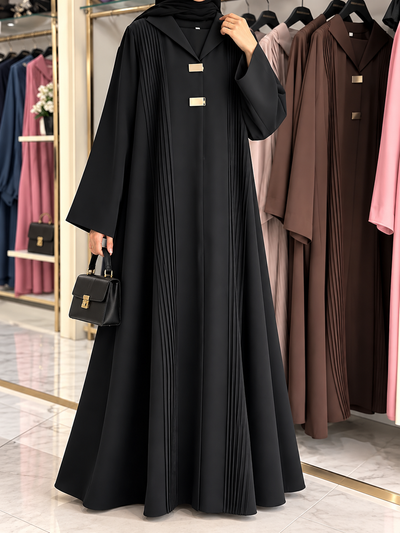 AYZAL FRONT OPEN ABAYA | BLACK