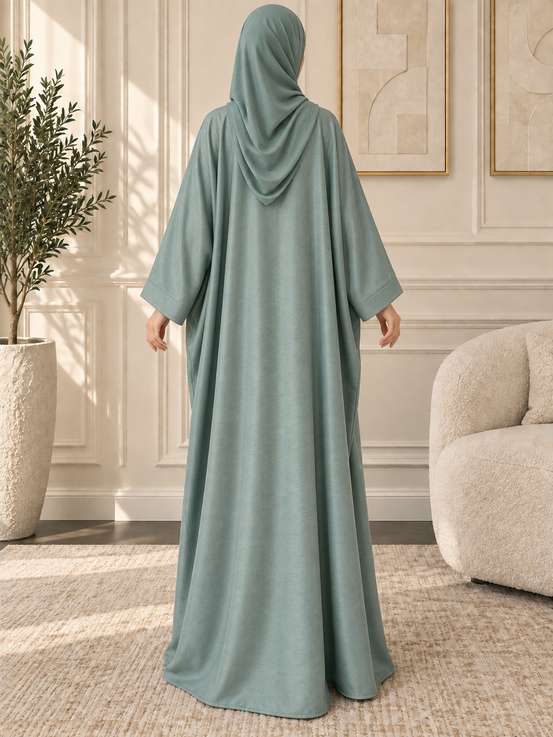 HABIBA KAFTAN ABAYA  | SEA GREEN