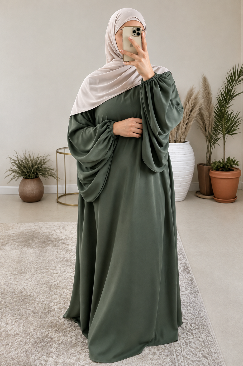 MARYAM BALLOON SLEEVE ABAYA | SLASH GRAY