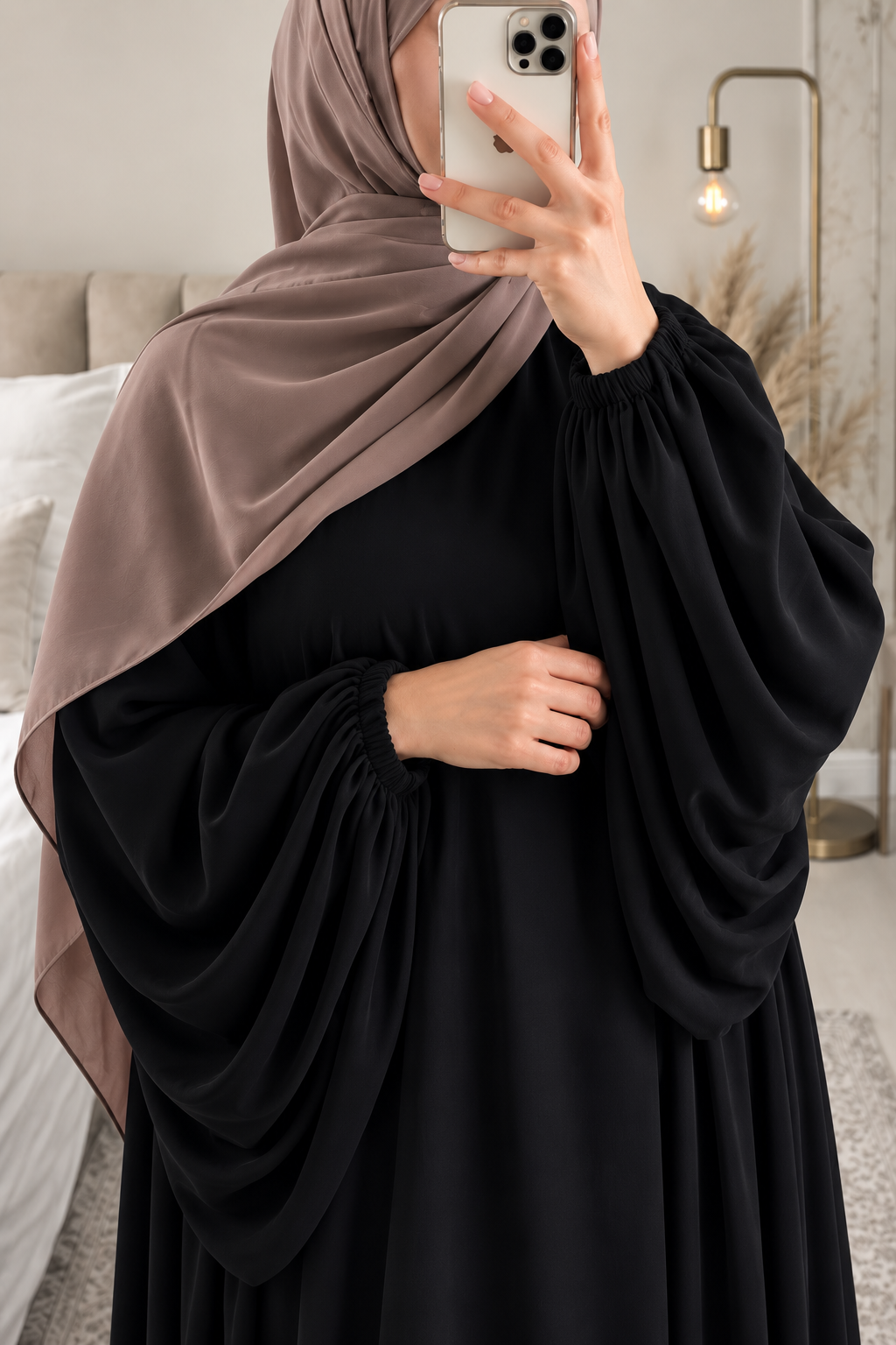 MARYAM BALLOON SLEEVE ABAYA | BLACK