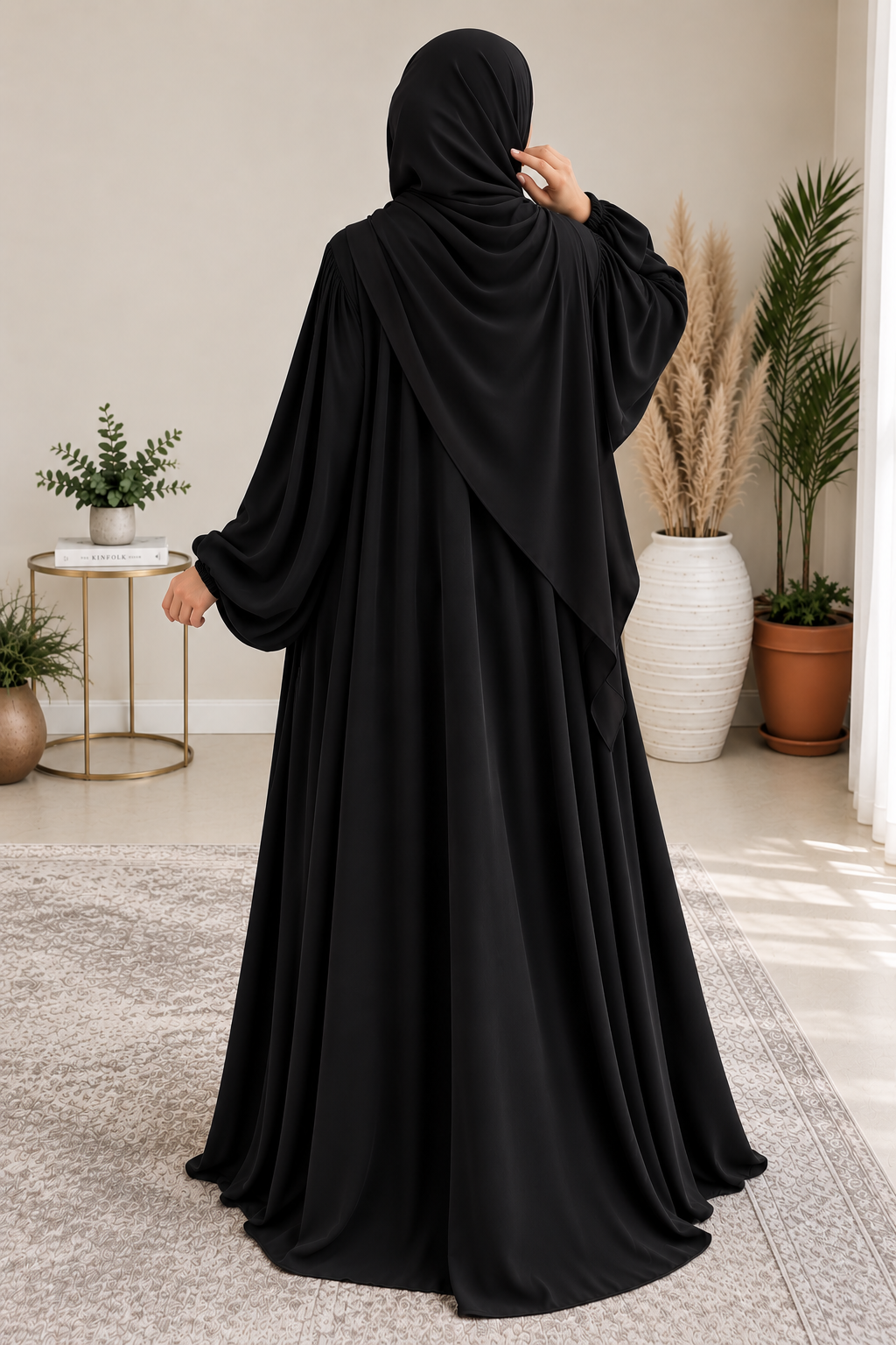 MARYAM BALLOON SLEEVE ABAYA | BLACK