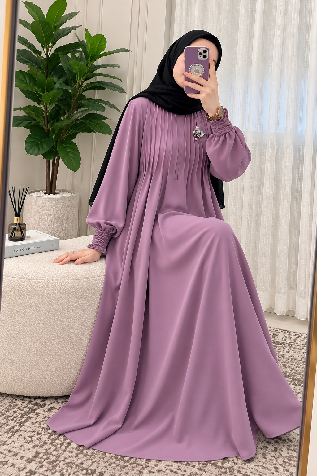ZOYA PINTEX ABAYA | MAUVE PINK